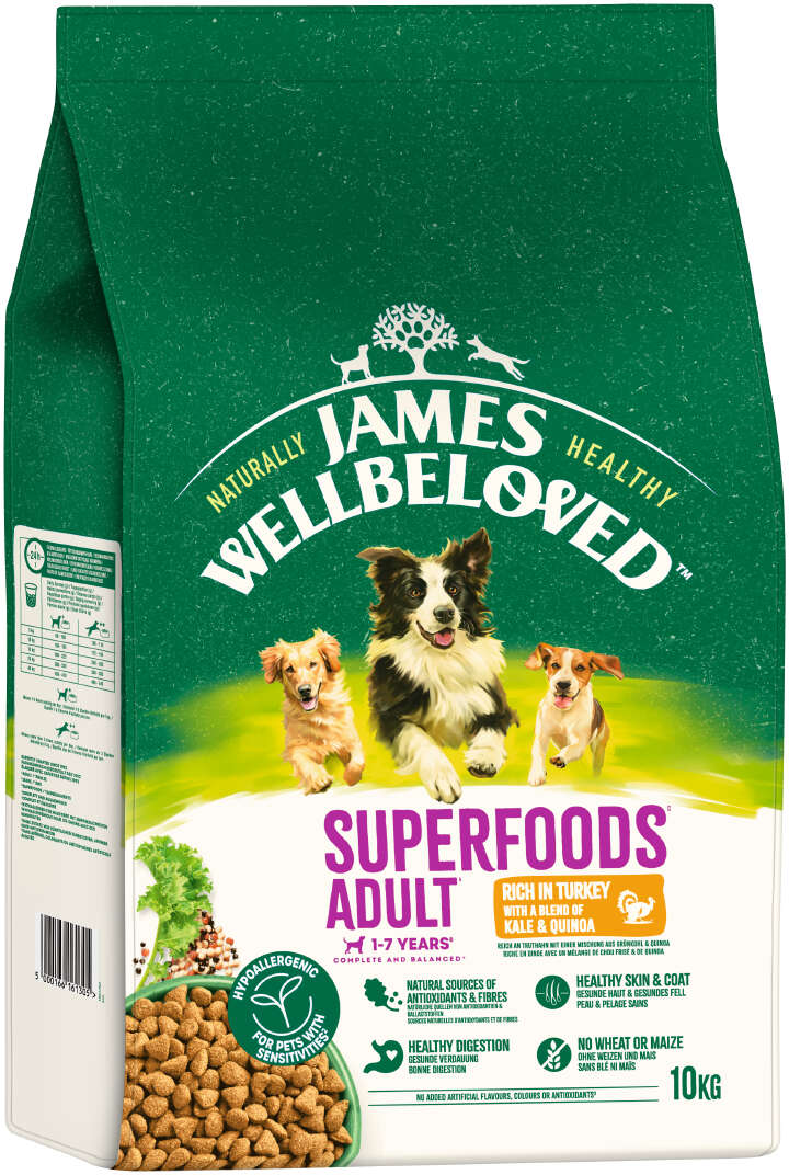 JAMES WELLBELOVED Hunde-Trockenfutter Superfood Truthahn+Grünkohl+Quinoa